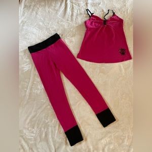 Betsey Johnson intimates two-piece loungewear hot pink and black